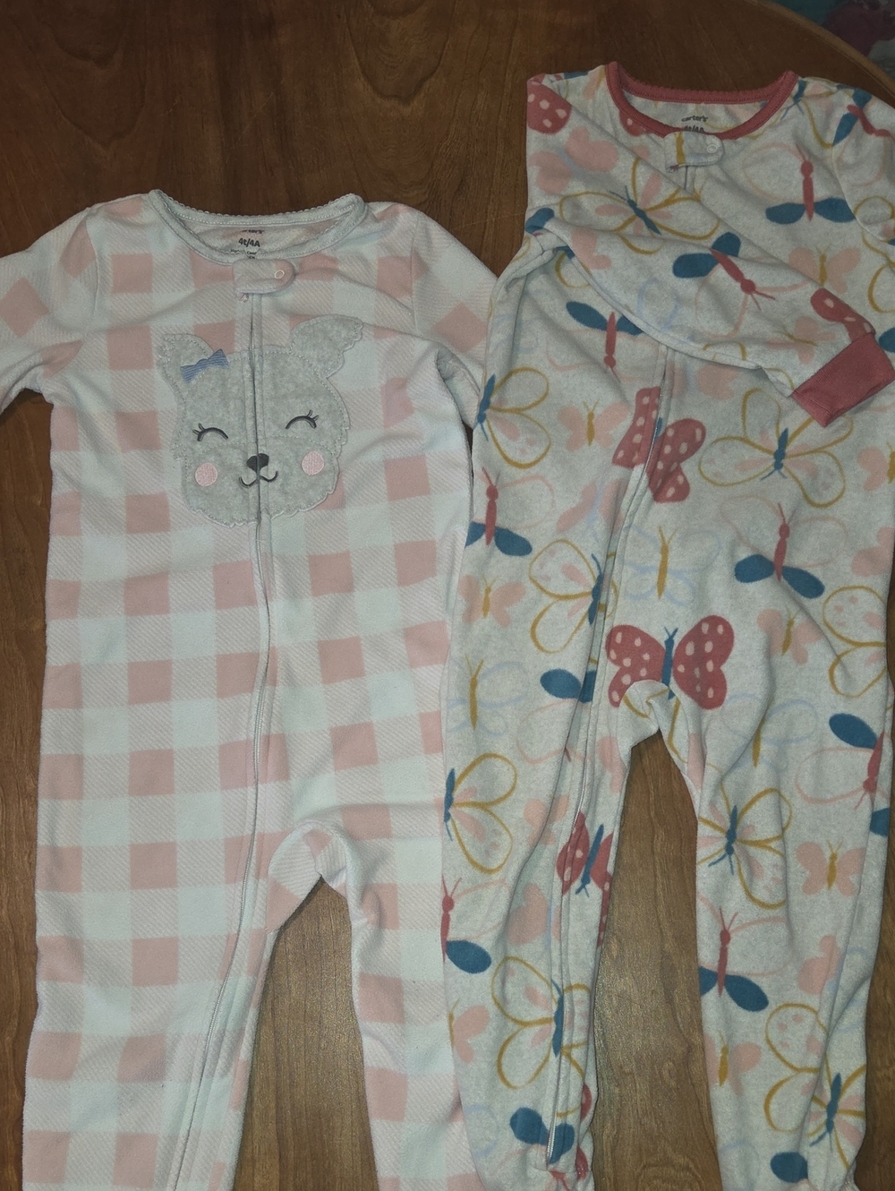 Carter's Pink Gingham Bear & Butterfly Print Footie Set